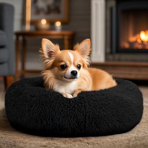 Dogs Bed for Small Dogs, Anti-Anxiety Washable Round Bed