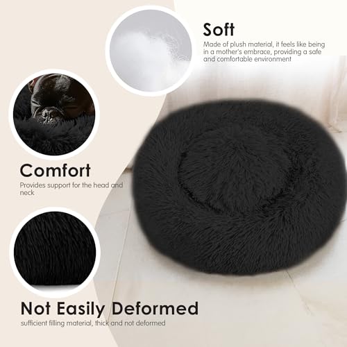 Dogs Bed for Small Dogs, Anti-Anxiety Washable Round Bed