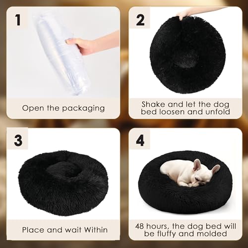 Dogs Bed for Small Dogs, Anti-Anxiety Washable Round Bed