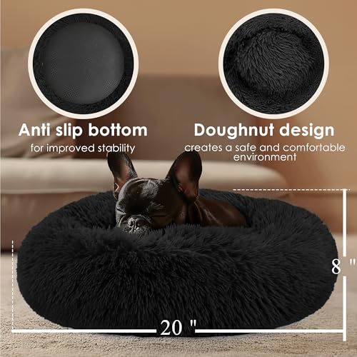 Dogs Bed for Small Dogs, Anti-Anxiety Washable Round Bed