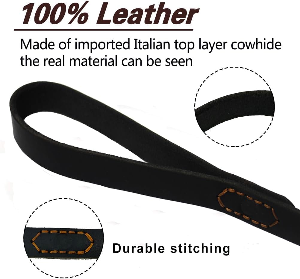 Leather Dog Leash Soft Strong Heavy Duty 5ft 6ft