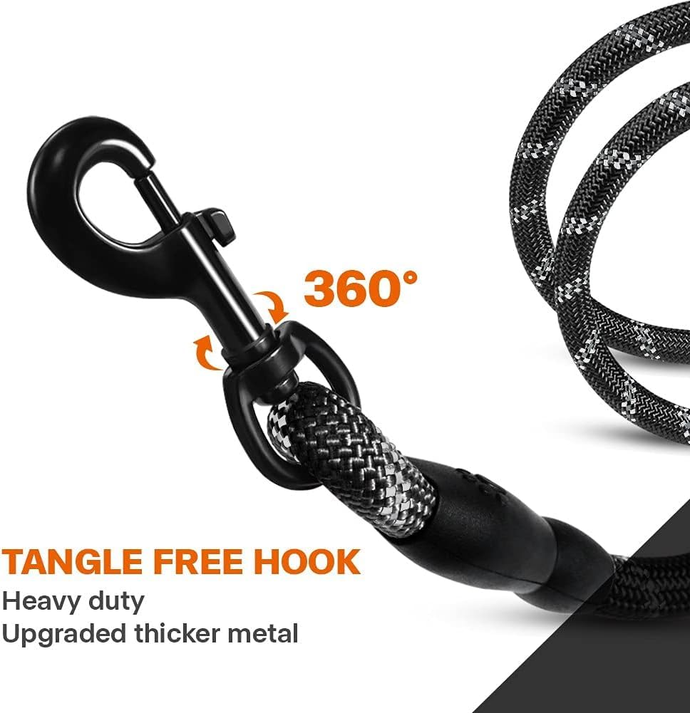 Rope Dog Leash Reflective Threads Padded Handle Durable