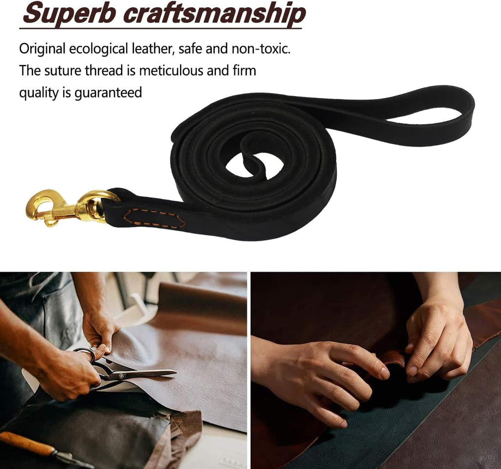 Leather Dog Leash Soft Strong Heavy Duty 5ft 6ft