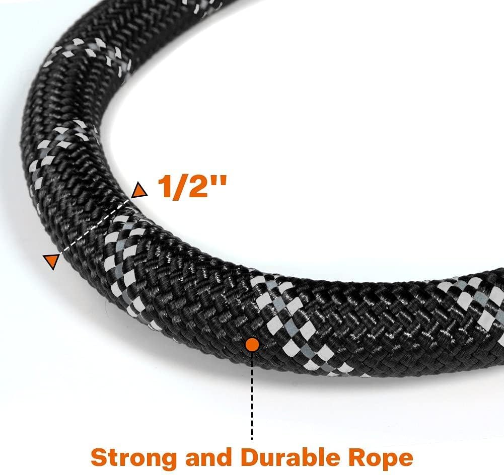 Rope Dog Leash Reflective Threads Padded Handle Durable