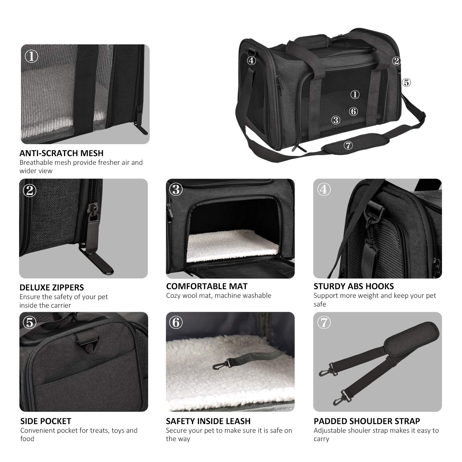 Soft Pet Carrier TSA Approved Small Dog Cat Bag