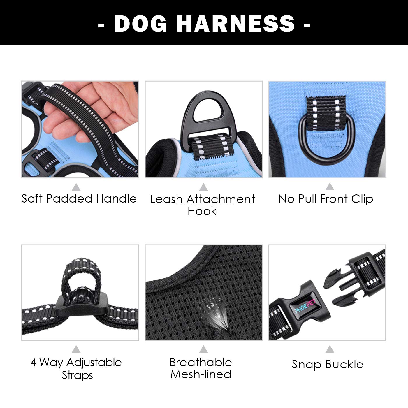 No Pull Dog Harness Reflective Adjustable with Handle