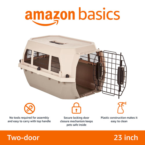 Amazon Basics Plastic Durable Buckle Dogs, Cats Animal Carrier