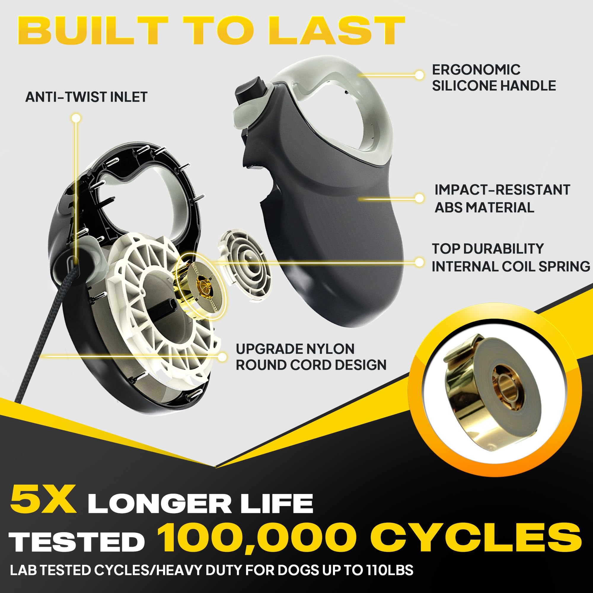 Retractable Dog Leash 30ft Heavy Duty Tangle-Free Lead