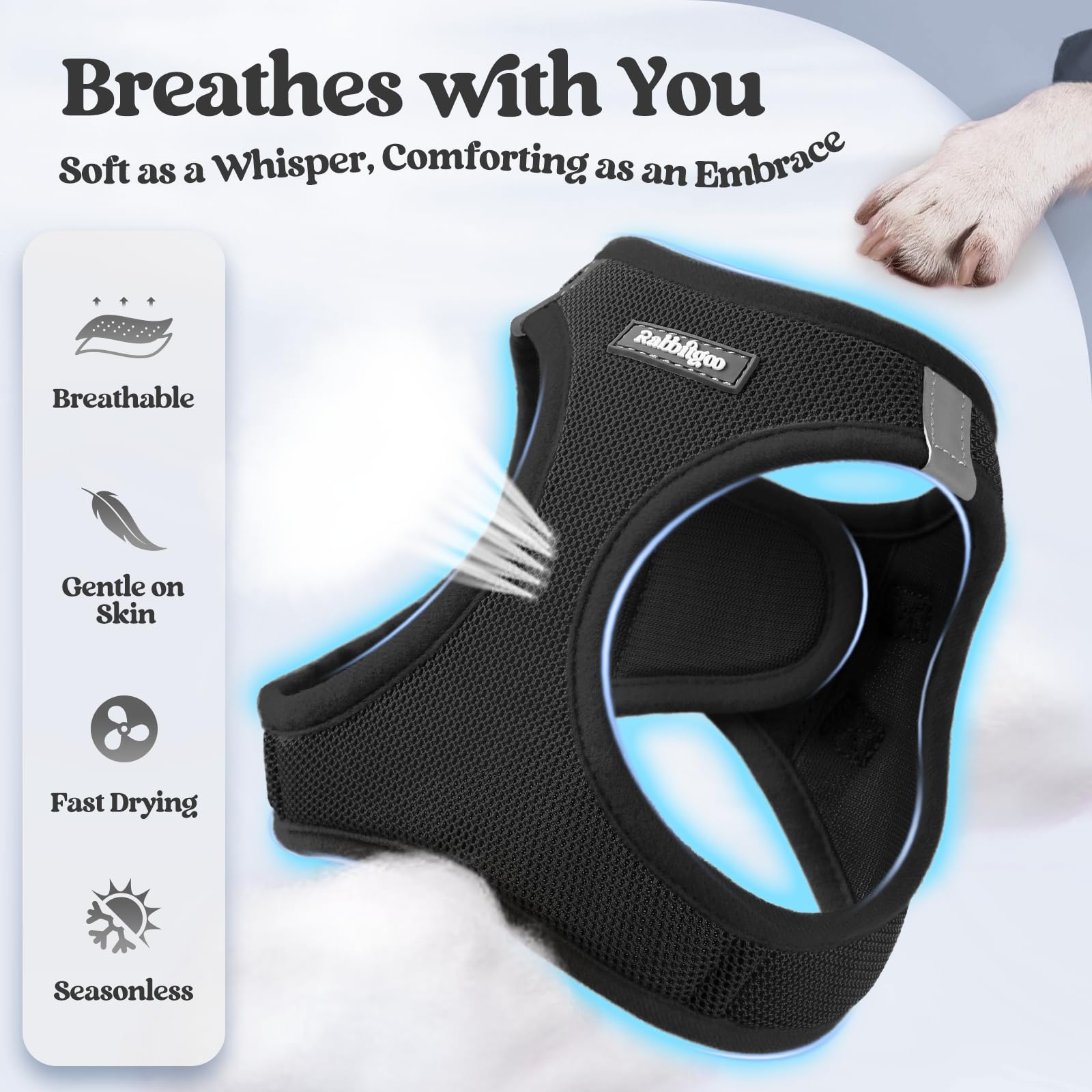 Soft Mesh Dog Harness and Leash Set Reflective Lightweight