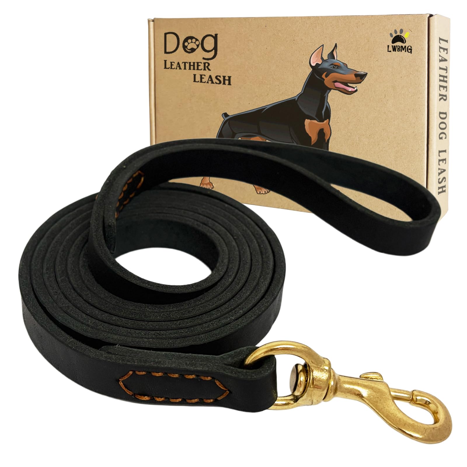 Leather Dog Leash Soft Strong Heavy Duty 5ft 6ft