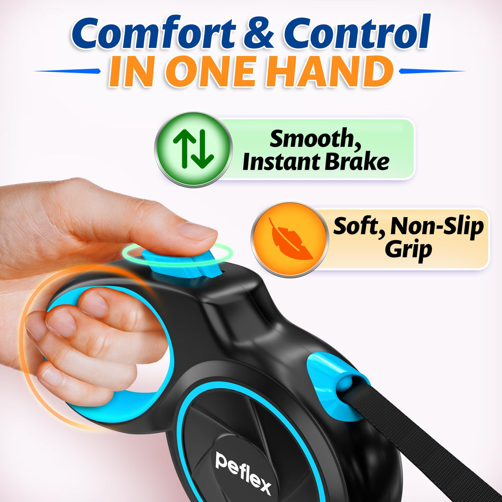 Retractable Dog Leash 16ft Nylon Tape One-Click Brake