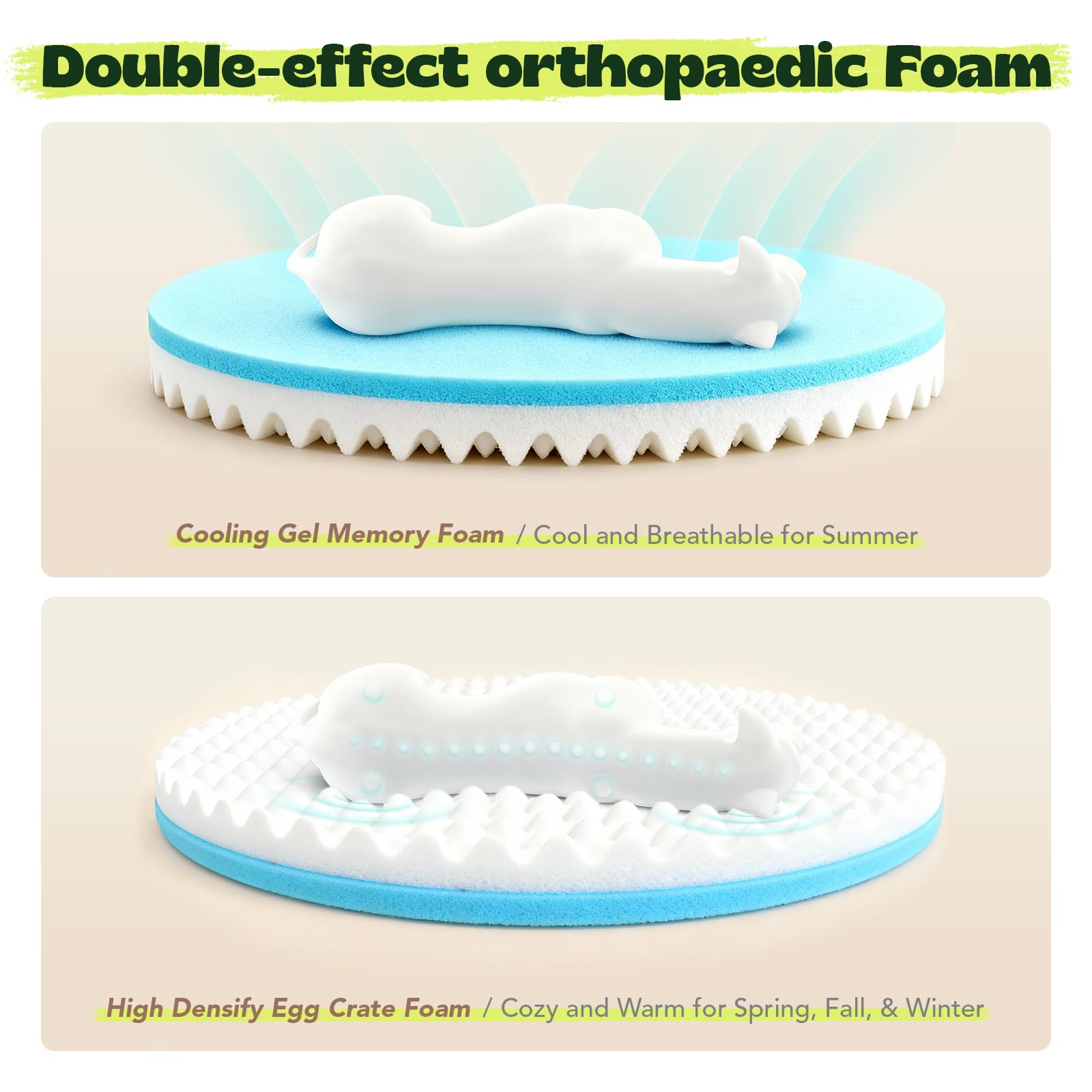 Large Orthopedic Dog Bed Cooling Gel Washable Cover