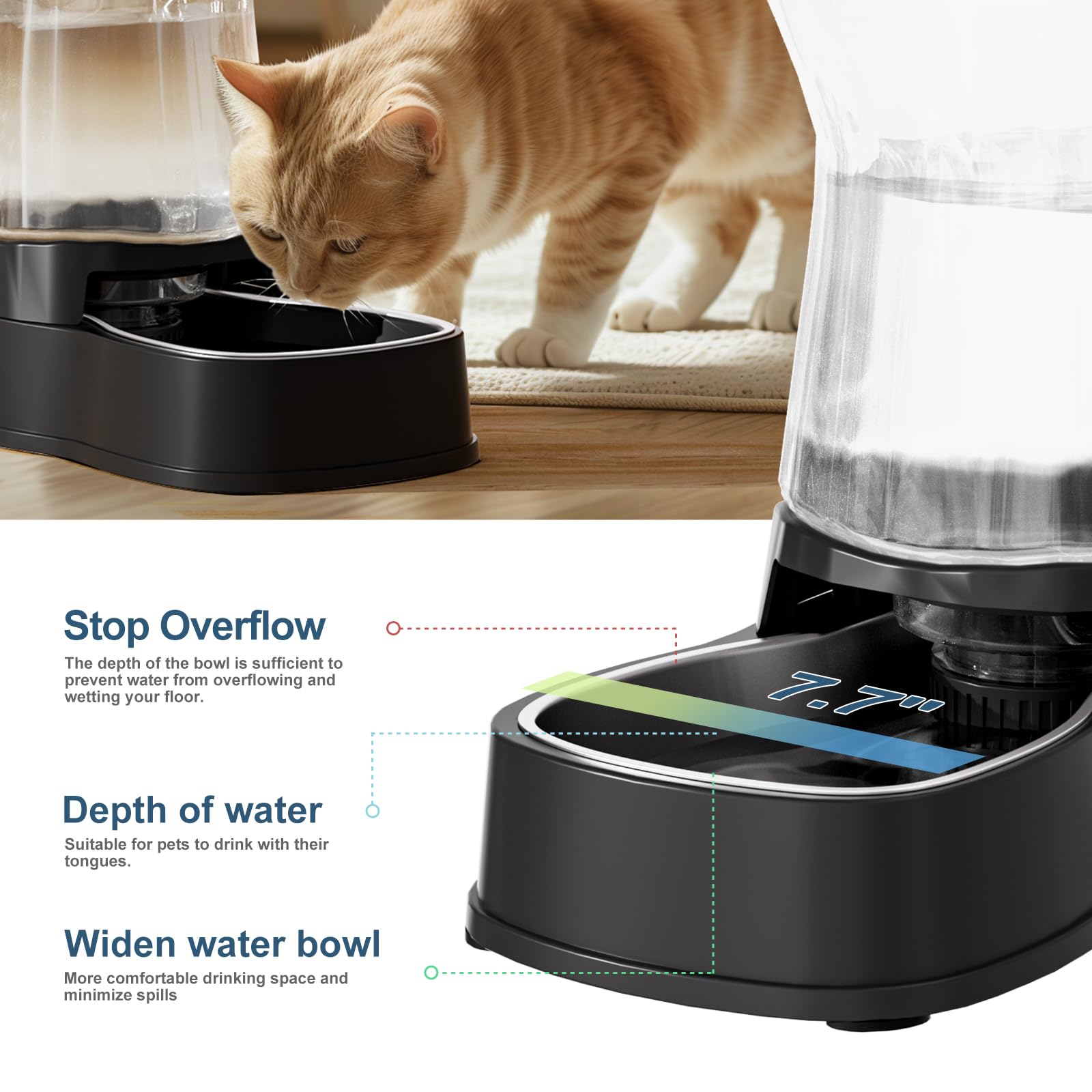 Automatic Dog Water Dispenser Stainless Steel Gravity Feeder