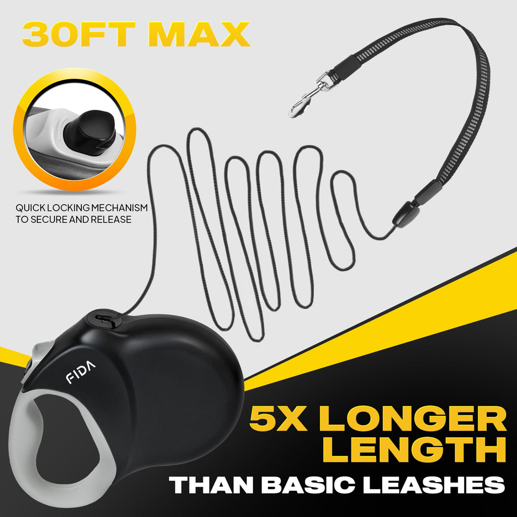 Retractable Dog Leash 30ft Heavy Duty Tangle-Free Lead