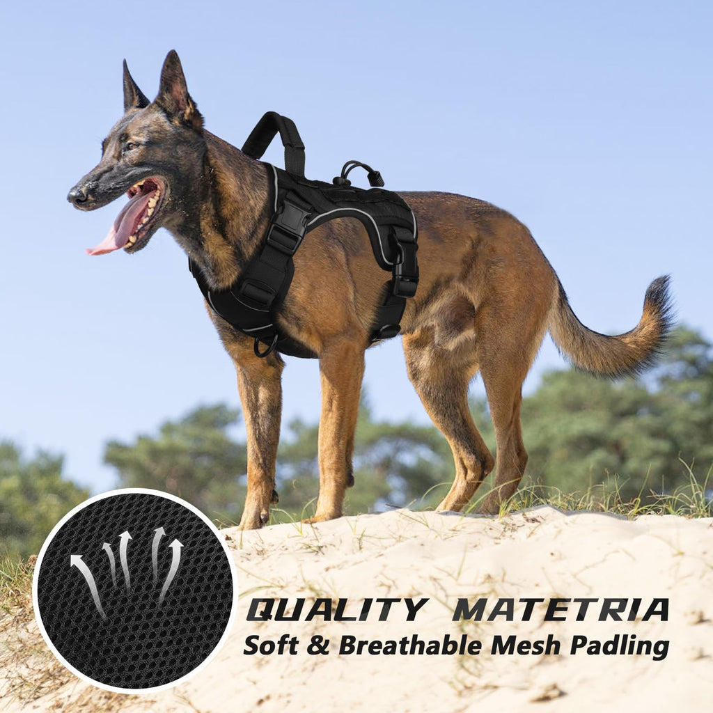 Heavy Duty Tactical Dog Harness Reflective Adjustable Vest