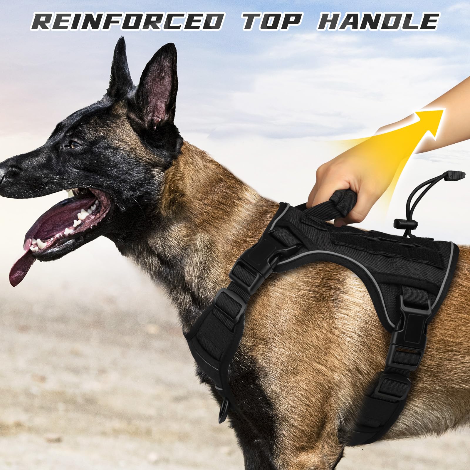 Heavy Duty Tactical Dog Harness Reflective Adjustable Vest