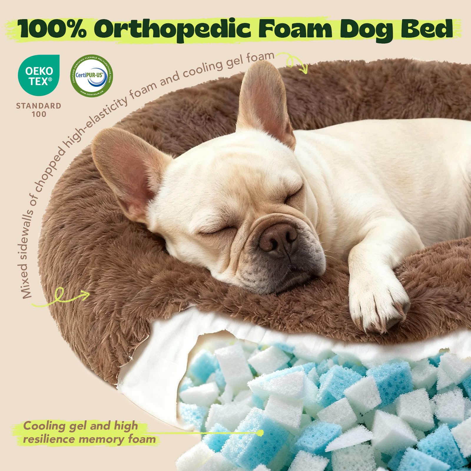 Large Orthopedic Dog Bed Cooling Gel Washable Cover