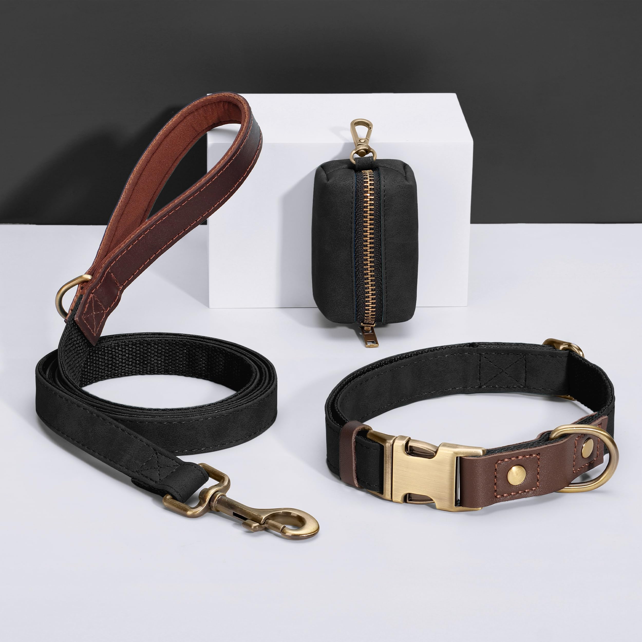PU Leather Dog Collar Adjustable Soft Lined Quick Release