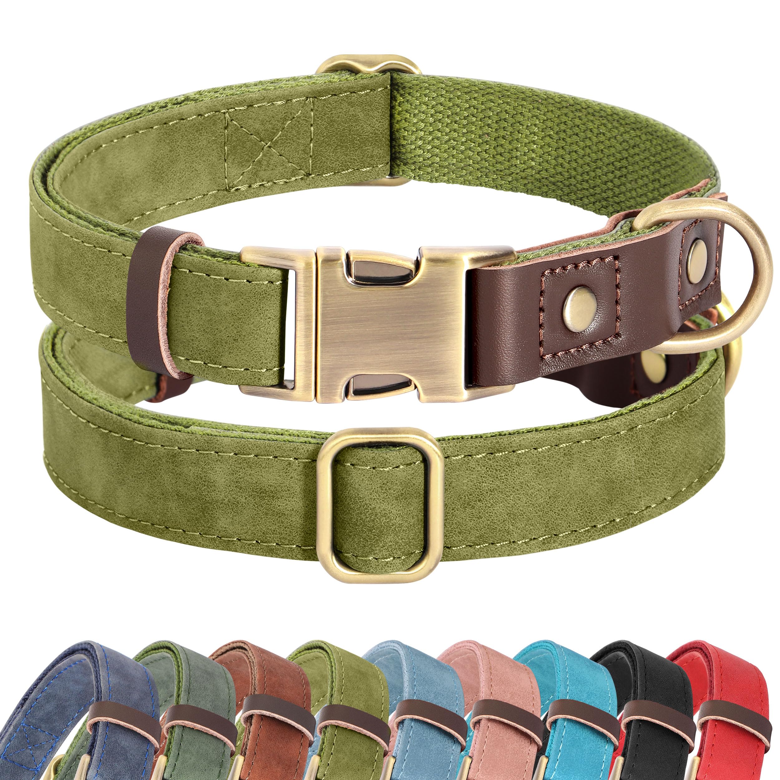 PU Leather Dog Collar Adjustable Soft Lined Quick Release