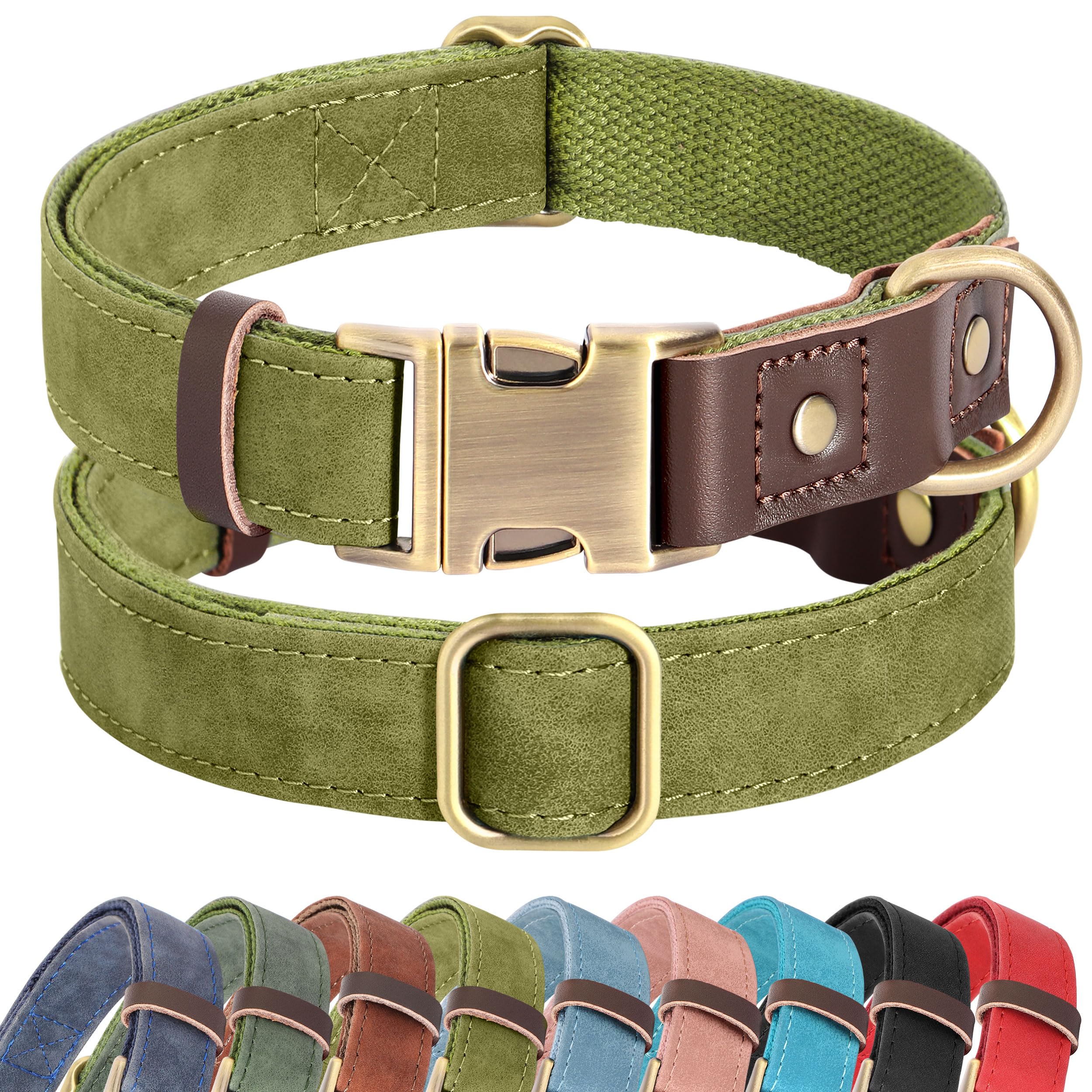 PU Leather Dog Collar Adjustable Soft Lined Quick Release