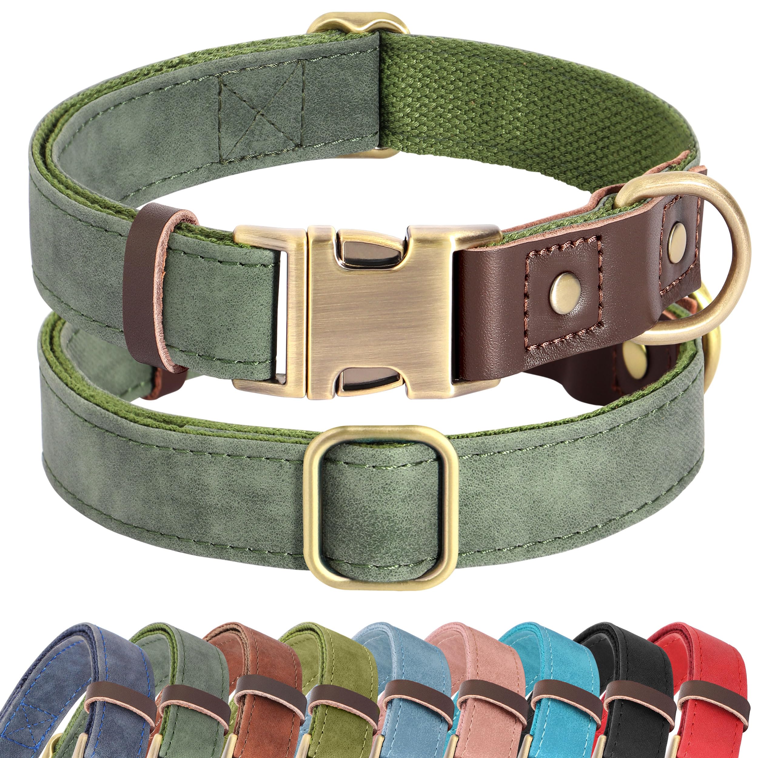 PU Leather Dog Collar Adjustable Soft Lined Quick Release